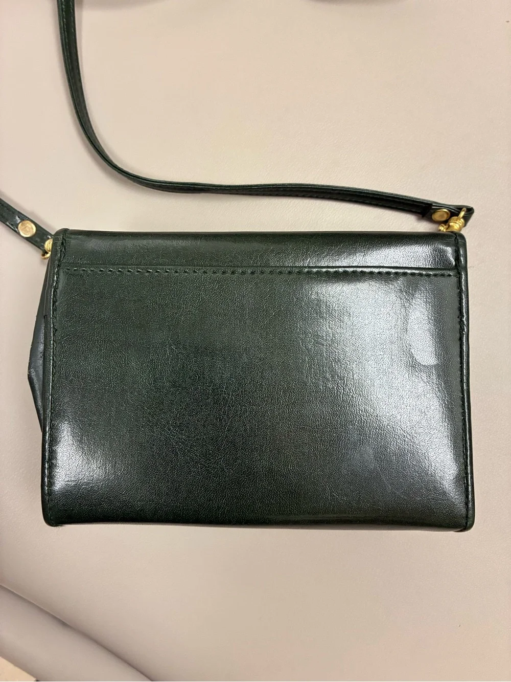 Vintage Polo Ralph Lauren Green Leather Crossbody Bag Purse